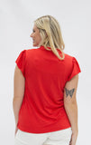 The Nicole V-Neck Top, Red - Aaria Tees Aaria Tees