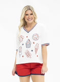 Sequin Americana Elements on V-Neck Top - Aaria Tees Aaria Tees