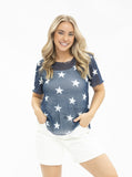 Mesh Short-Sleeve Top, Navy - Aaria Tees Aaria Tees