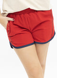 Red Shorts with Denim Accents - Aaria Tees Aaria Tees