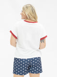 Sequin "USA" on White Top - Aaria Tees Aaria Tees