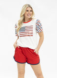 Red Shorts with Denim Accents - Aaria Tees Aaria Tees