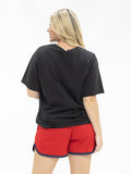 Red Shorts with Denim Accents - Aaria Tees Aaria Tees