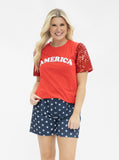 Blue and White Star Shorts - Aaria Tees Aaria Tees