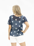 Mesh Short-Sleeve Top, Navy - Aaria Tees Aaria Tees