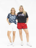 Mesh Short-Sleeve Top, Navy - Aaria Tees Aaria Tees