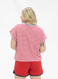 1776 on a Short Sleeve Stripe Top - Aaria Tees Aaria Tees