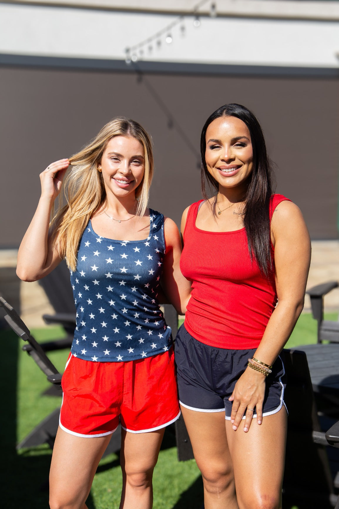 Bella Square Neck Rib Knit Tank Top, Navy Stars - Aaria Tees Aaria Tees