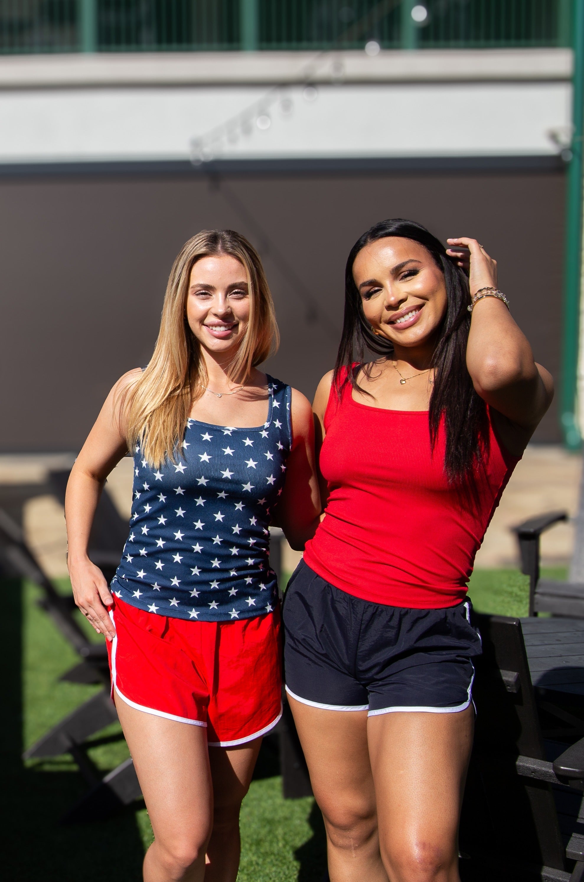 Bella Square Neck Rib Knit Tank Top, Navy Stars - Aaria Tees Aaria Tees