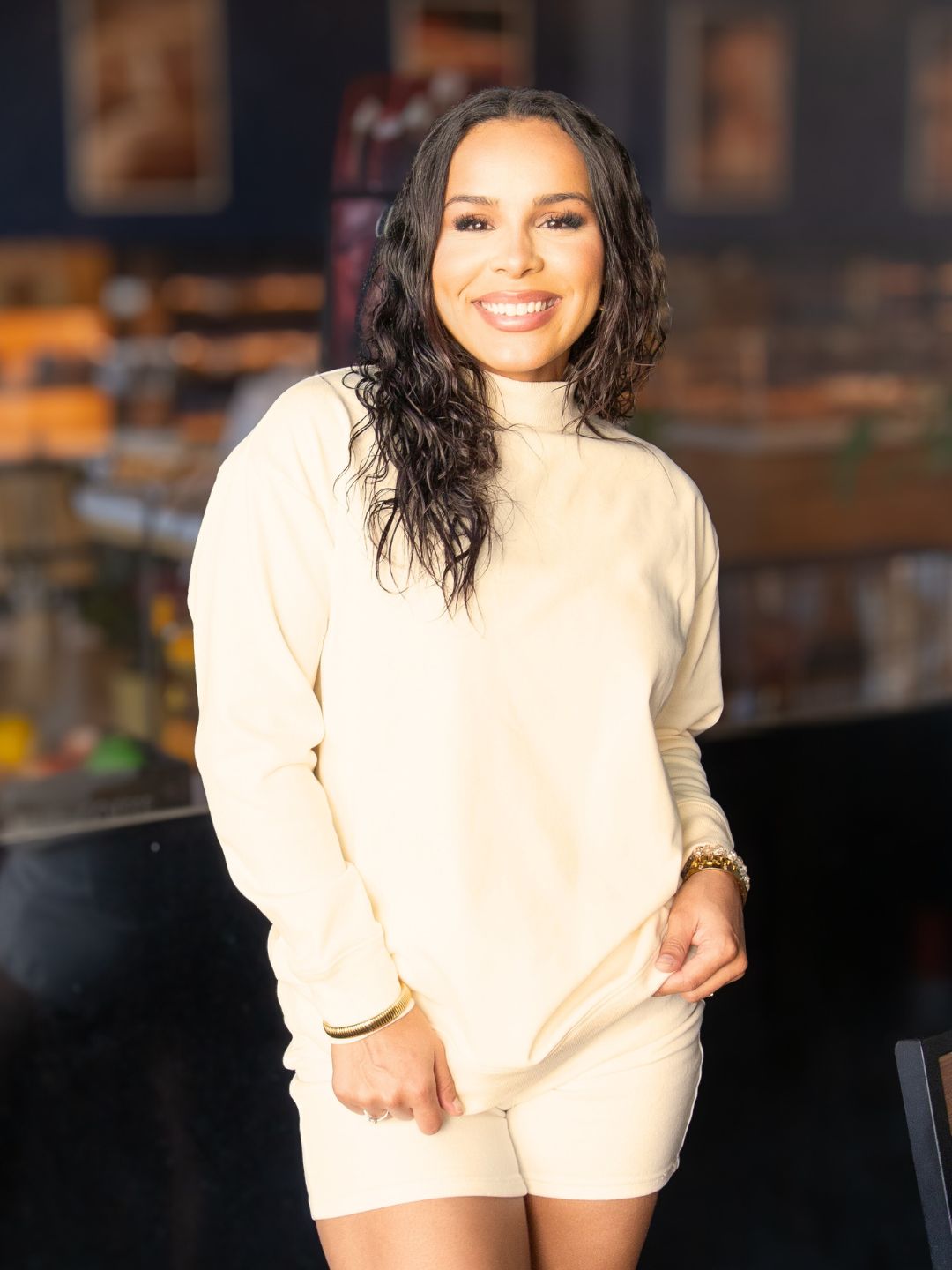 Mock Neck Sweatshirt, Ivory - Aaria Tees Aaria Tees