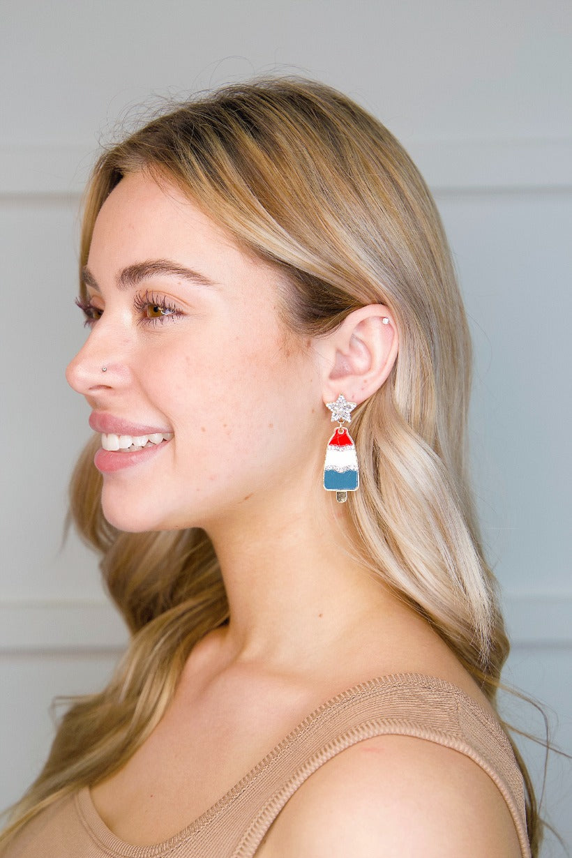 Patriotic Popsicle Enamel Earrings - Aaria Tees