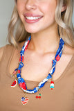 Scarf Necklace with Patriotic Charms - Aaria Tees Aaria Tees