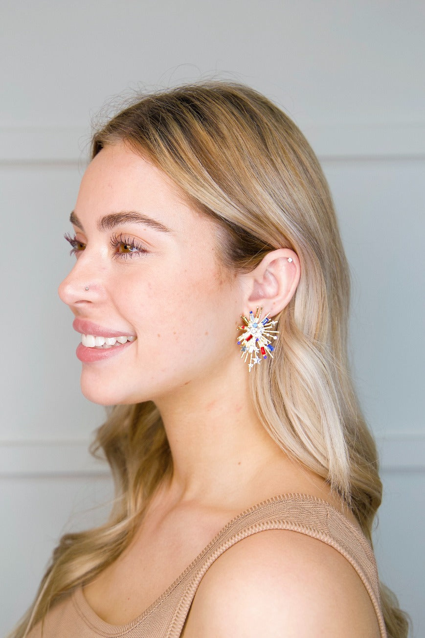 Beaded Firework Earrings - Aaria Tees