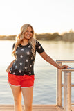 Mesh Short-Sleeve Top, Navy - Aaria Tees Aaria Tees