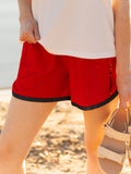 Red Shorts with Denim Accents - Aaria Tees Aaria Tees