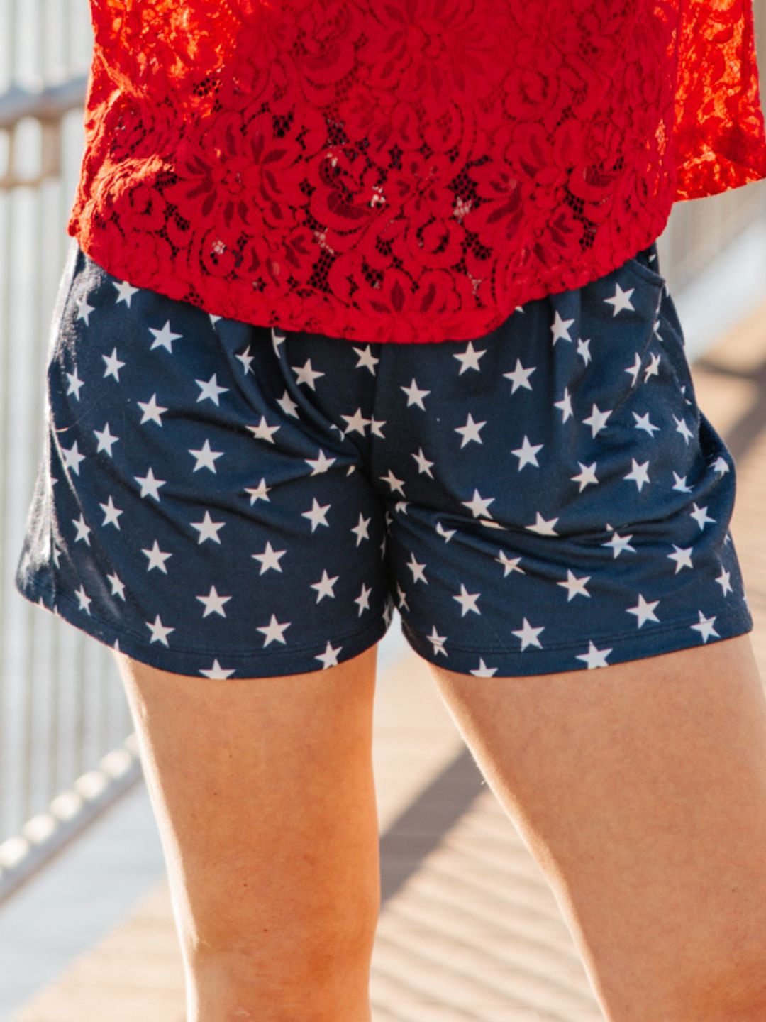 Blue and White Star Shorts - Aaria Tees Aaria Tees