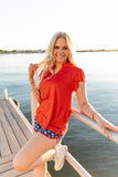 The Nicole V-Neck Top, Red - Aaria Tees Aaria Tees