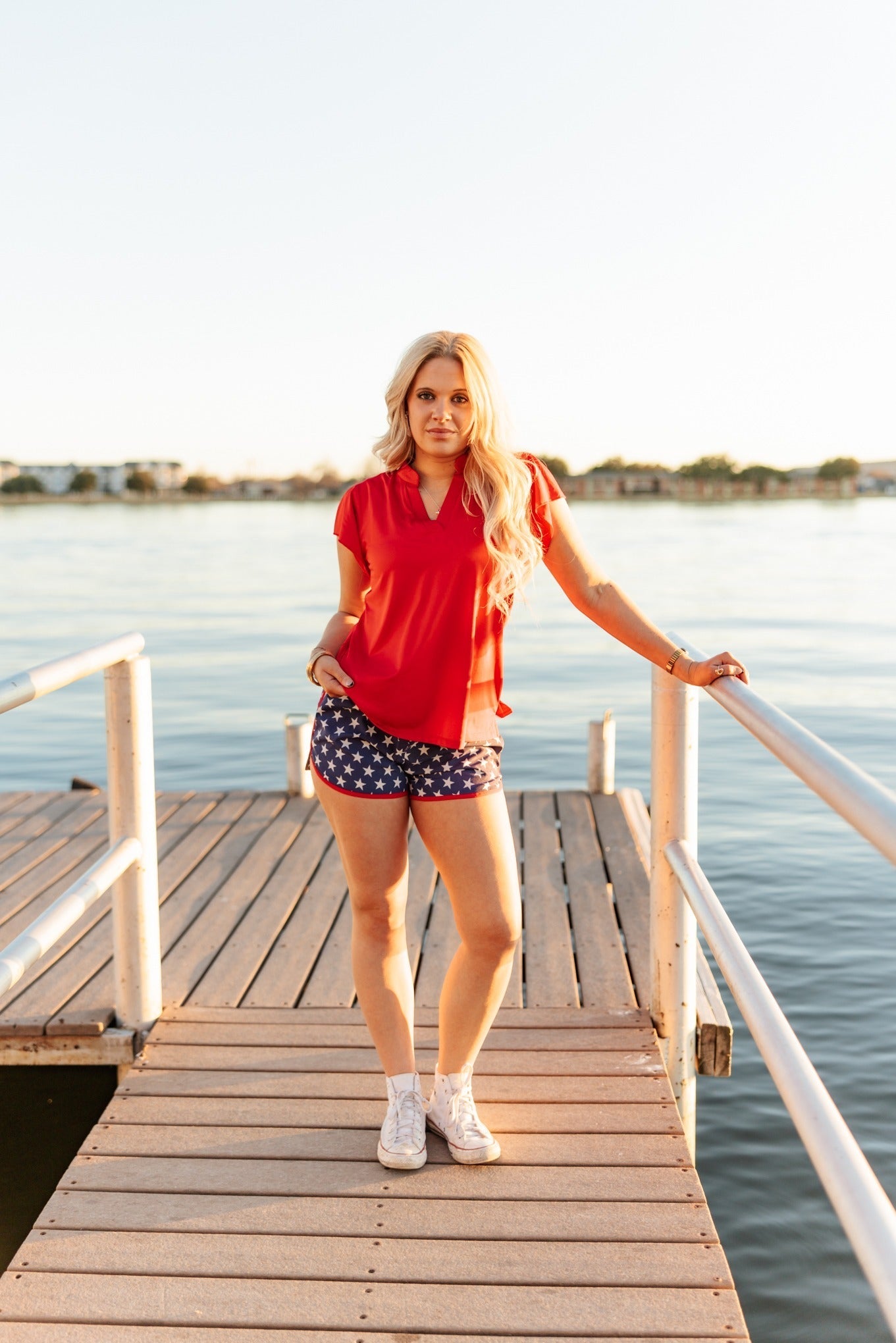The Nicole V-Neck Top, Red - Aaria Tees Aaria Tees