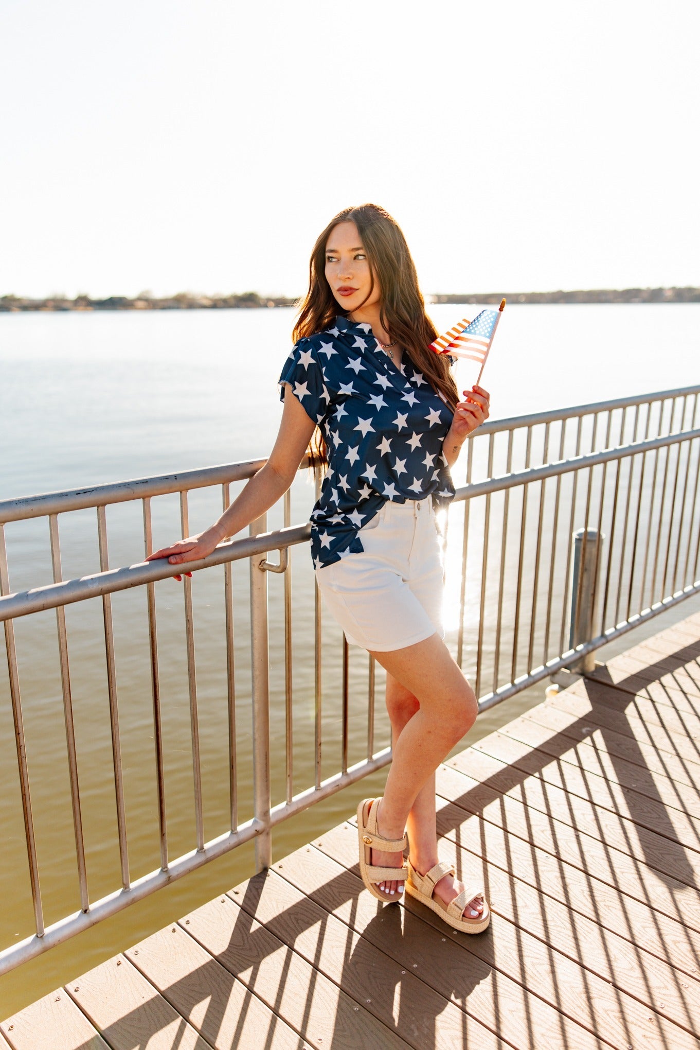 The Nicole V-Neck Top, Stars - Aaria Tees Aaria Tees