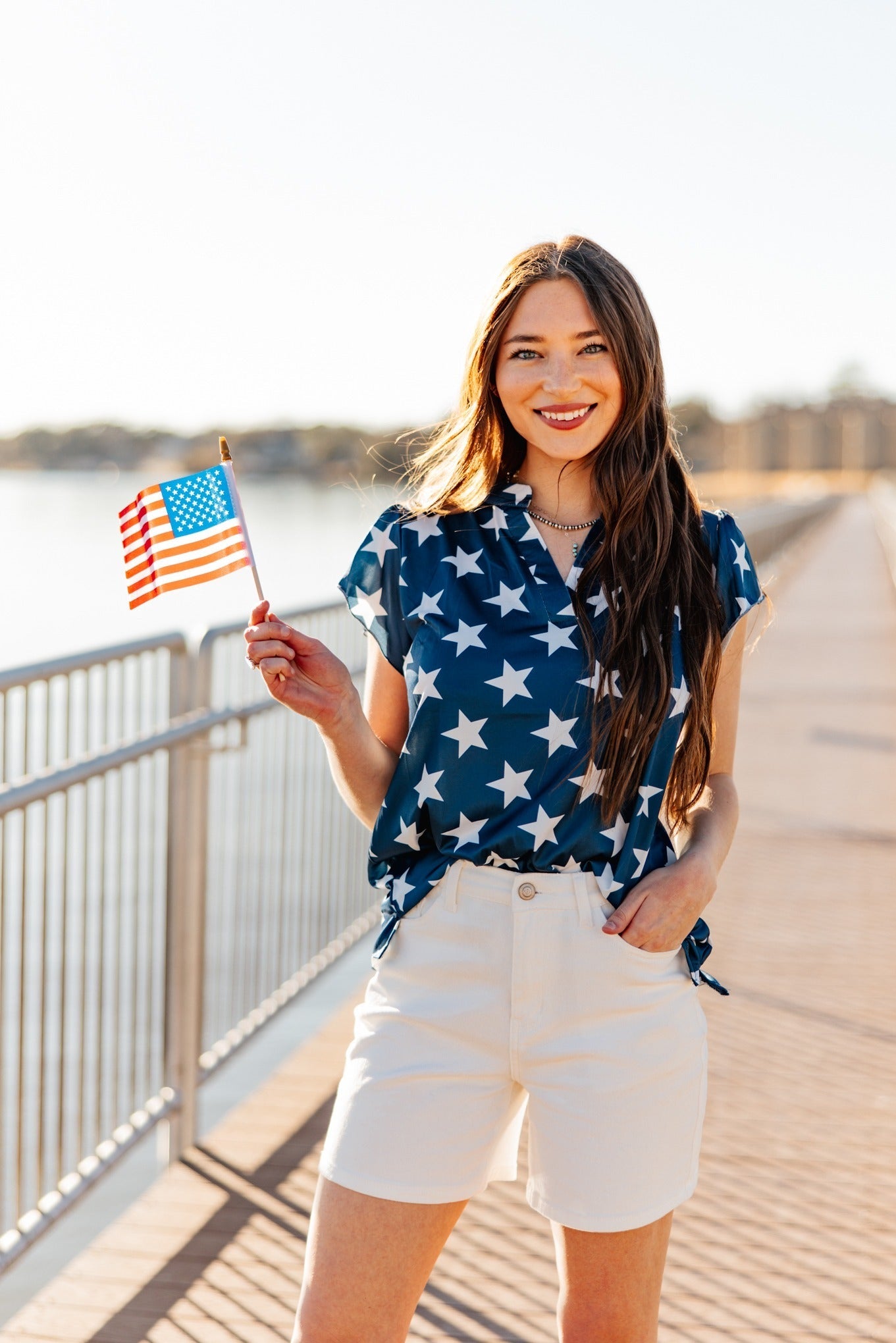 The Nicole V-Neck Top, Stars - Aaria Tees Aaria Tees