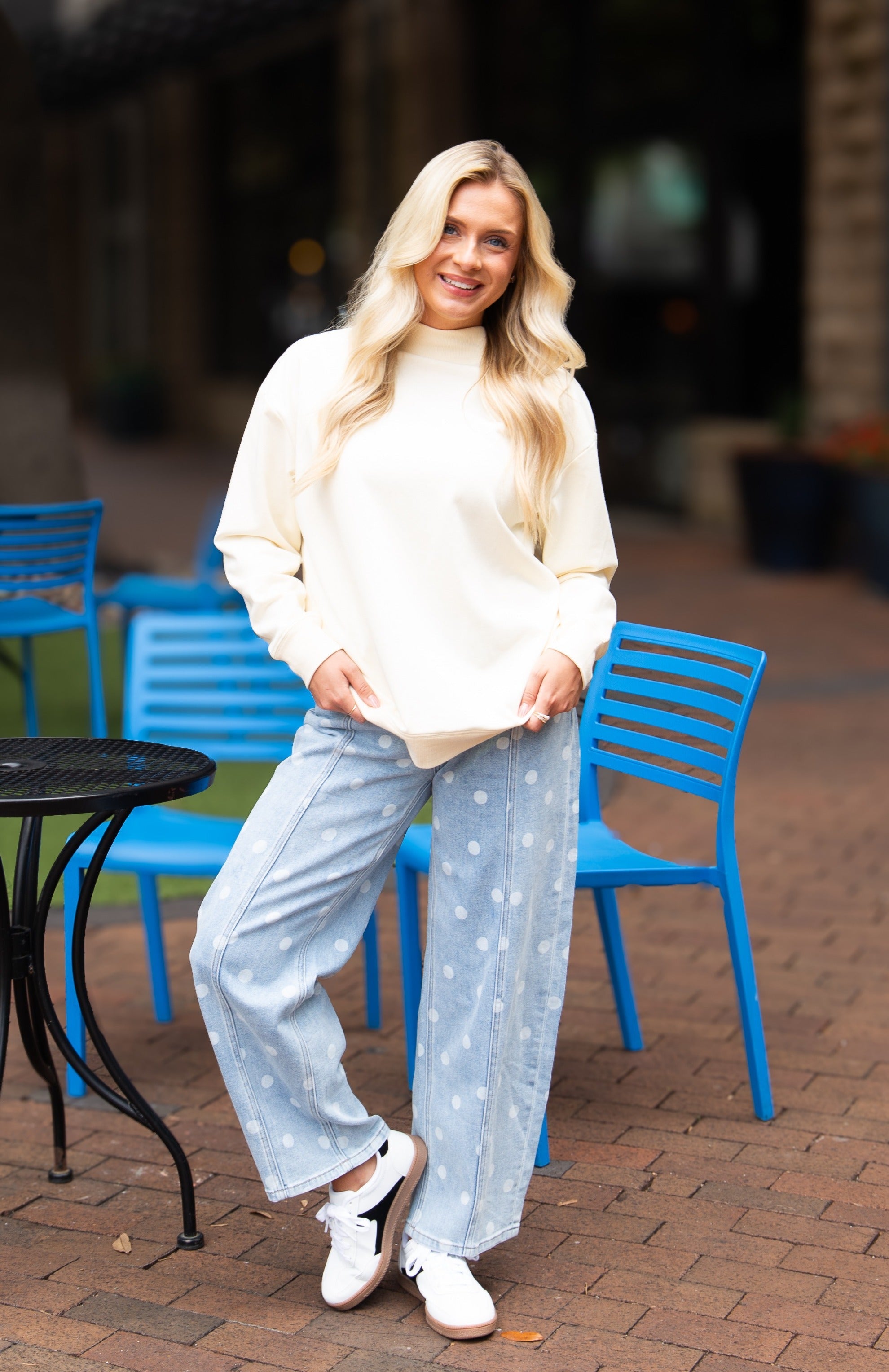 Mock Neck Sweatshirt, Ivory - Aaria Tees Aaria Tees