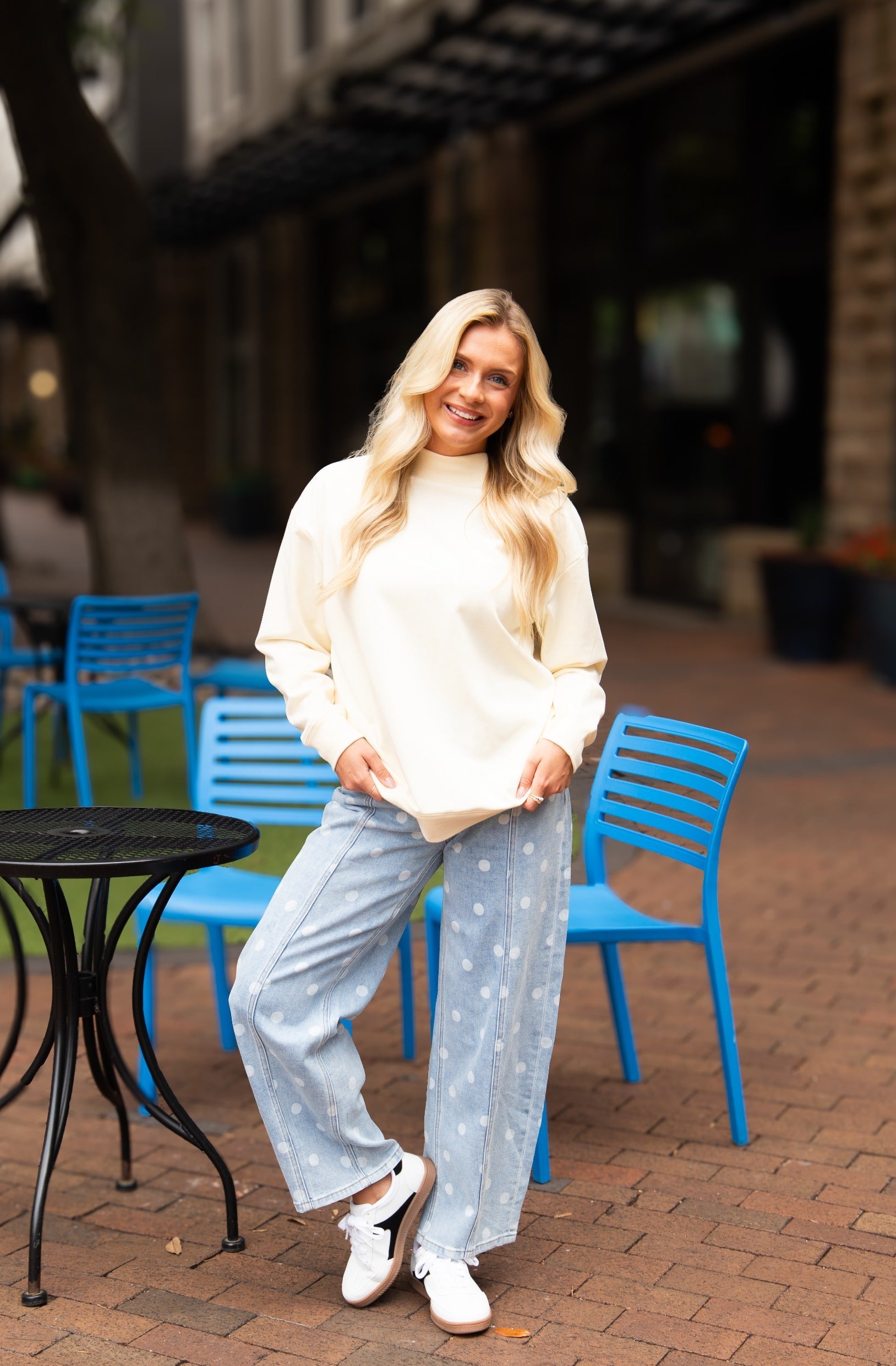 Mock Neck Sweatshirt, Ivory - Aaria Tees Aaria Tees