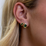 Clementine Emerald Bezel Studs Aaria Tees