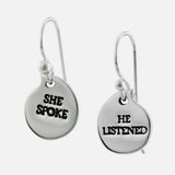 She Spoke He Listened Sterling Silver Earrings - Aaria Tees Aaria Tees