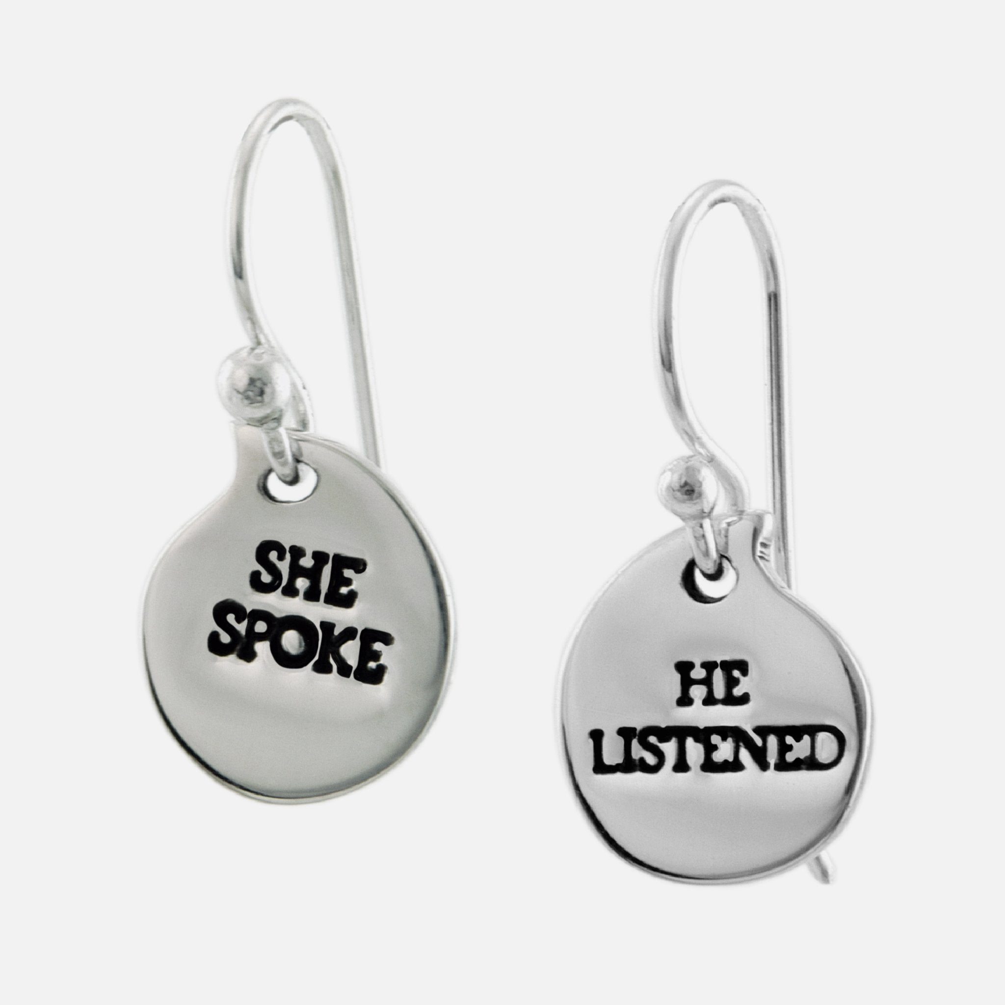 She Spoke He Listened Sterling Silver Earrings - Aaria Tees Aaria Tees