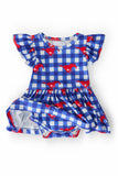 SMU Plaid Mustang Flutter Twirl Bodysuit - Aaria Tees Aaria Tees