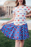 SMU Plaid Mustang Ruffle Twirl Skort - Aaria Tees Aaria Tees