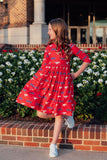 SMU Red Mustang 3/4 Sleeve Pocket Twirl Dress - Aaria Tees Aaria Tees