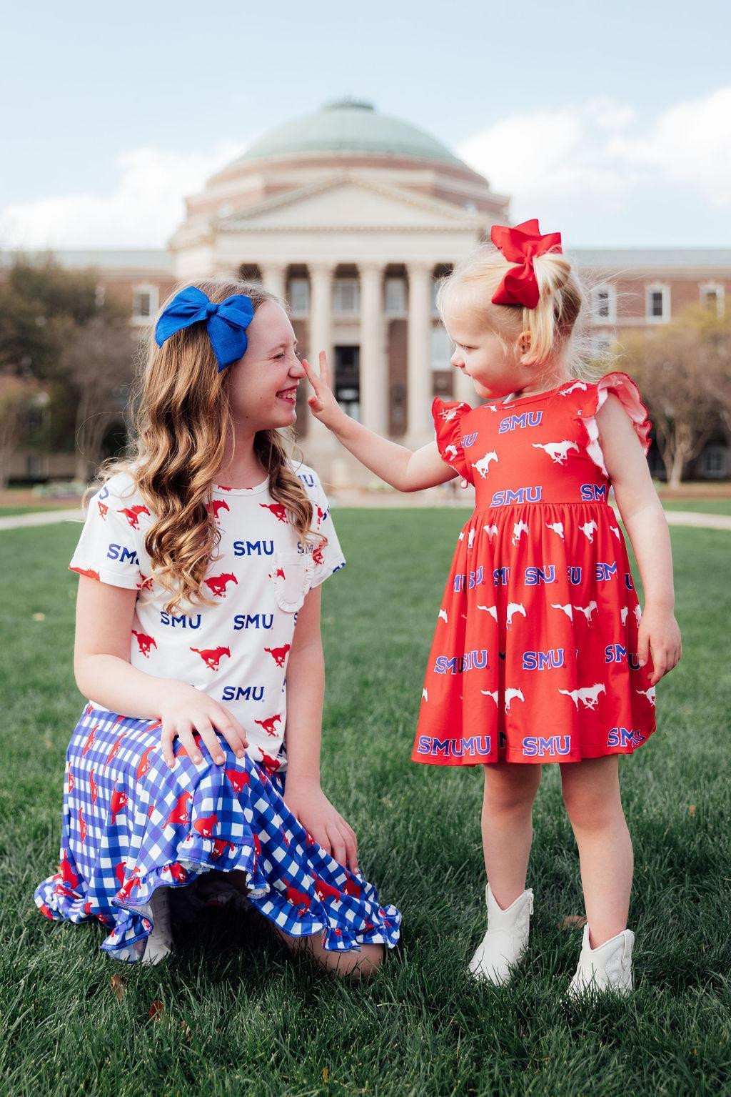 SMU Red Mustang Flutter Twirl Dress - Aaria Tees Aaria Tees
