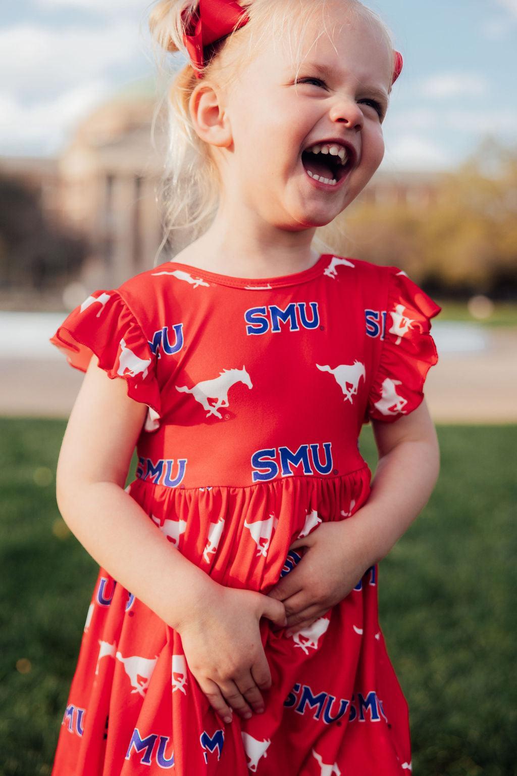 SMU Red Mustang Flutter Twirl Dress - Aaria Tees Aaria Tees