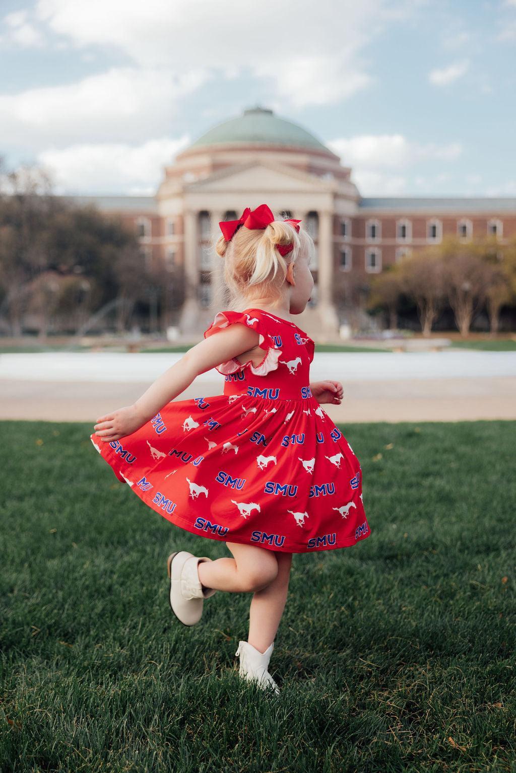 SMU Red Mustang Flutter Twirl Dress - Aaria Tees Aaria Tees