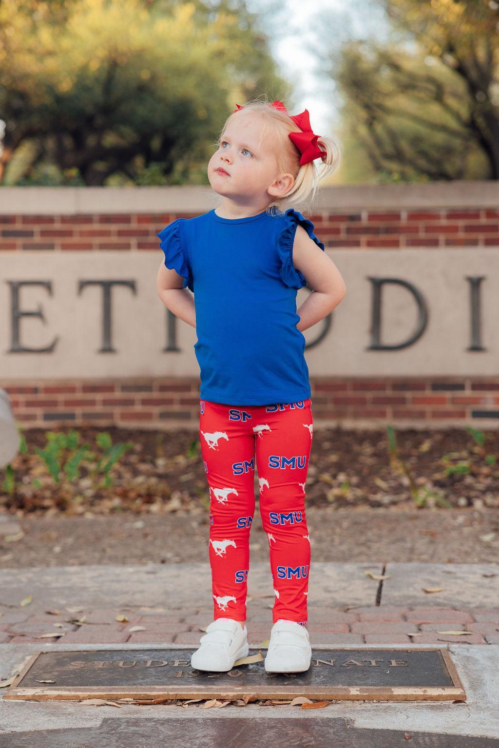 SMU Red Mustang Leggings - Aaria Tees Aaria Tees
