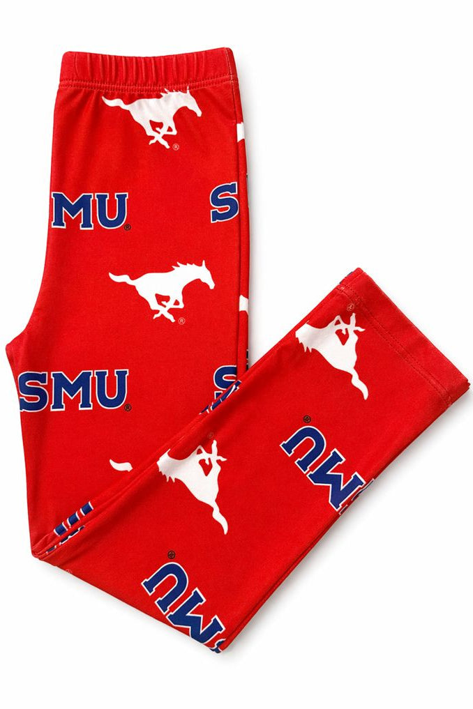 SMU Red Mustang Leggings - Aaria Tees