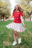 SMU Red Mustang Ruffle Pocket Tee - Aaria Tees Aaria Tees