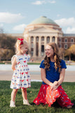 SMU Red Mustang Ruffle Twirl Skort - Aaria Tees Aaria Tees