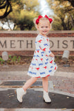 SMU White Mustang 3/4 Sleeve Pocket Twirl Dress - Aaria Tees Aaria Tees