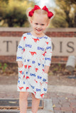 SMU White Mustang 3/4 Sleeve Pocket Twirl Dress - Aaria Tees Aaria Tees