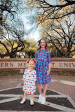 SMU White Mustang 3/4 Sleeve Pocket Twirl Dress - Aaria Tees Aaria Tees