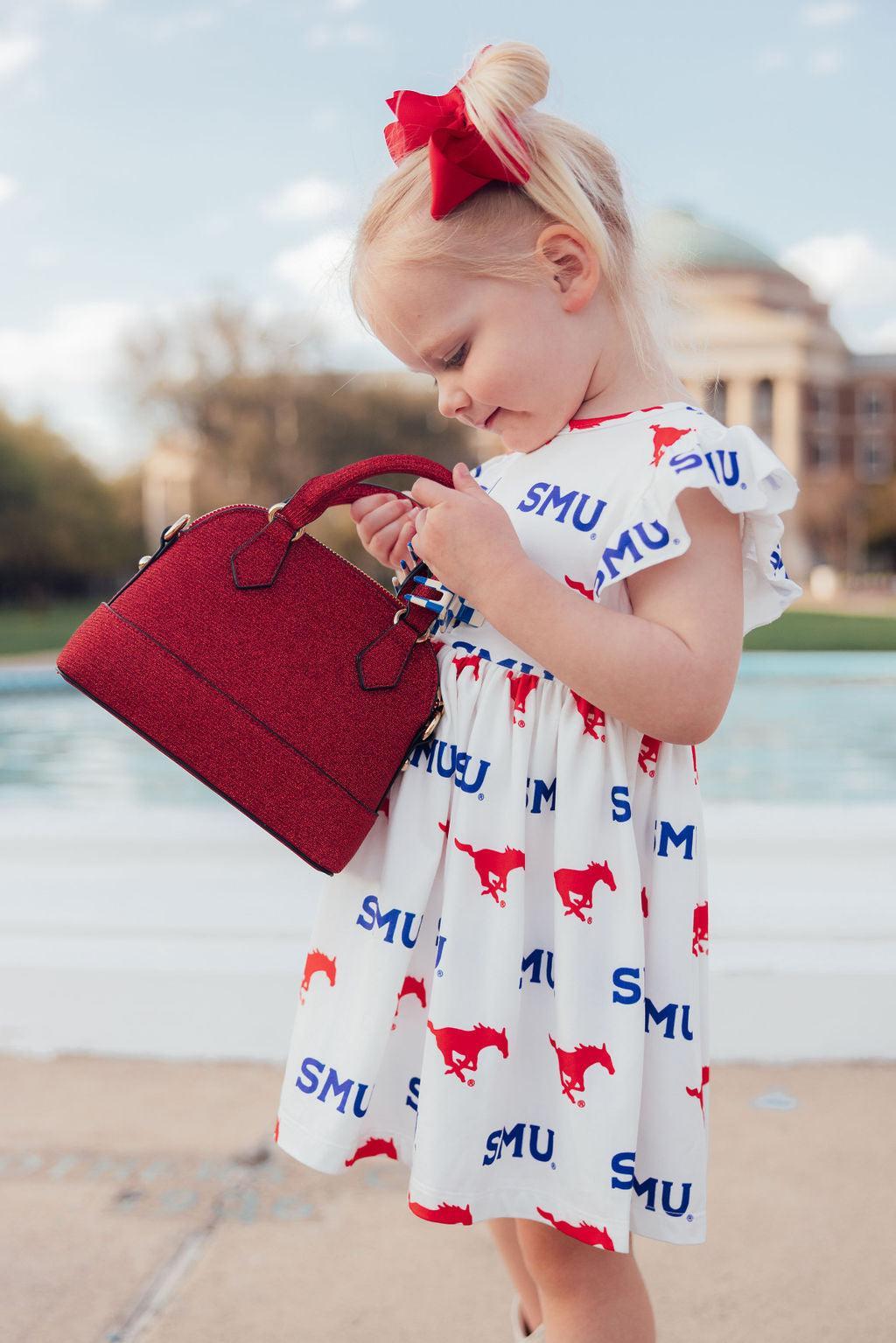 SMU White Mustang Flutter Twirl Dress - Aaria Tees Aaria Tees