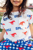 SMU White Mustang Ruffle Pocket Tee - Aaria Tees Aaria Tees