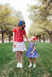 SMU White Mustang Ruffle Twirl Skort - Aaria Tees Aaria Tees