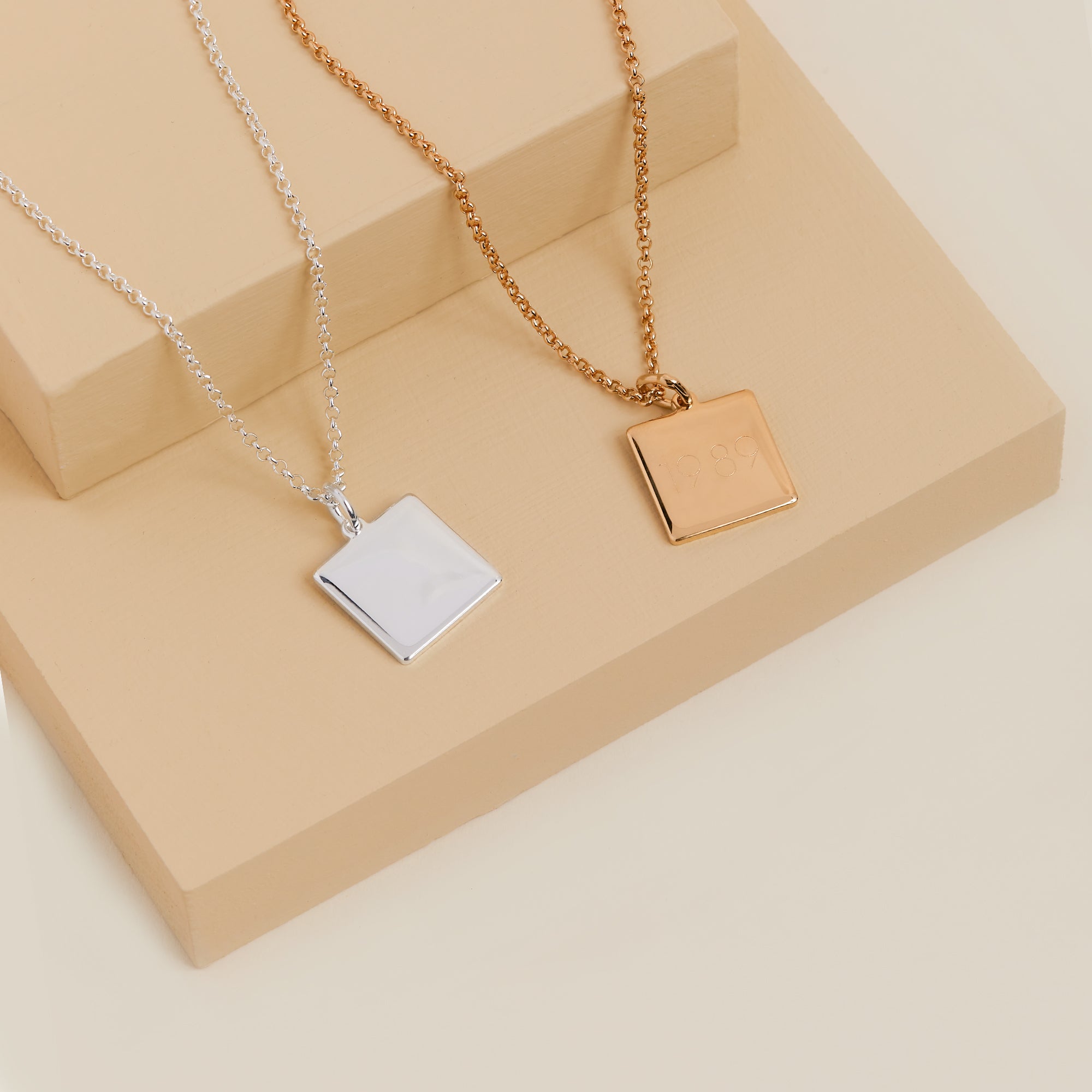 Square Charm Necklace, 21'' - Aaria Tees Aaria Tees