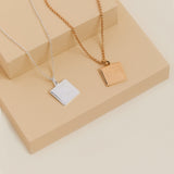 Square Charm Necklace, 21'' - Aaria Tees Aaria Tees