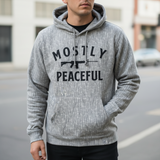 Mostly Peaceful (Black) Lightweight Hoodie Aaria Tees