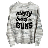 Messy Buns and Guns (Front) Corded Poncho Aaria Tees