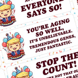 Cartoon Donald Trump Birthday Sticker Sheet Aaria Tees